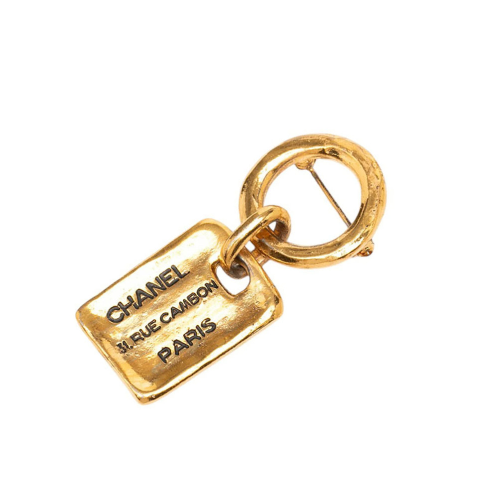 Chanel 31 RUE CAMBON PARIS Plate Brooch Pin Gold Plated Women's CHANEL